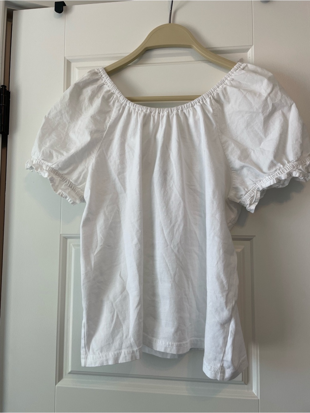 J. Crew White Tie Back Puff Sleeve Blouse